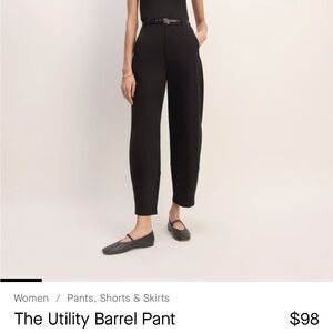 Everlane The Utility Barrel Pant in Black. Size 4.